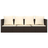 NNEVL Outdoor Lounge Bed with Cushions Brown Poly Rattan