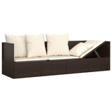NNEVL Outdoor Lounge Bed with Cushions Brown Poly Rattan