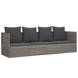 NNEVL Outdoor Lounge Bed with Cushions Grey Poly Rattan