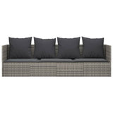 NNEVL Outdoor Lounge Bed with Cushions Grey Poly Rattan