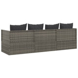 NNEVL Outdoor Lounge Bed with Cushions Grey Poly Rattan