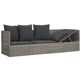 NNEVL Outdoor Lounge Bed with Cushions Grey Poly Rattan