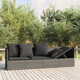 NNEVL Outdoor Lounge Bed with Cushions Grey Poly Rattan