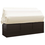 NNEVL Outdoor Lounge Bed with Roof and Cushions Brown Poly Rattan