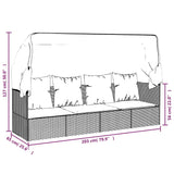 NNEVL Outdoor Lounge Bed with Roof and Cushions Brown Poly Rattan
