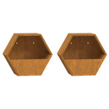 NNEVL Wall Planters 2 pcs Rusty Corten Steel 30x10x25 cm