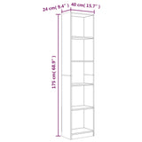 NNEVL 5-Tier Book Cabinet Grey Sonoma 40x24x175 cm Engineered Wood