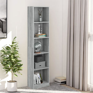 NNEVL 5-Tier Book Cabinet Grey Sonoma 40x24x175 cm Engineered Wood
