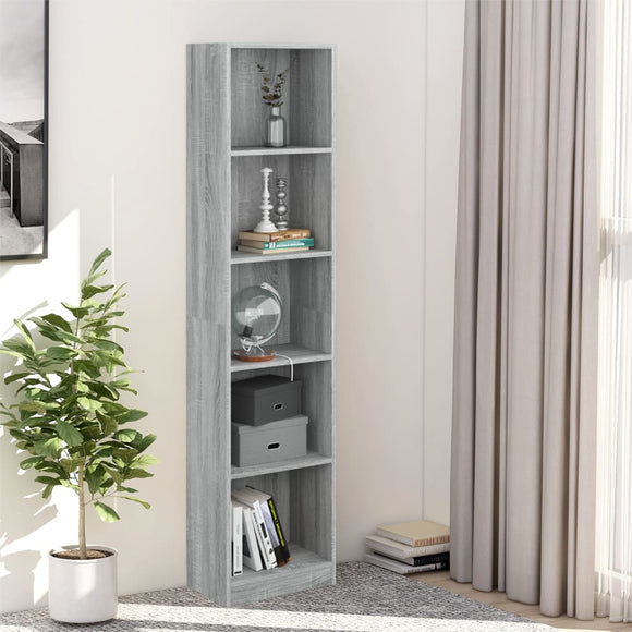 NNEVL 5-Tier Book Cabinet Grey Sonoma 40x24x175 cm Engineered Wood