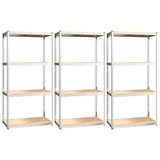 NNEVL 4-Layer Shelves 3 pcs Silver Steel&Engineered Wood