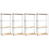 NNEVL 4-Layer Shelves 4 pcs Silver Steel&Engineered Wood