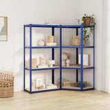 NNEVL 4-Layer Shelves 2 pcs Blue Steel&Engineered Wood