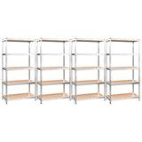NNEVL 5-Layer Shelves 4 pcs Silver Steel and Engineered Wood