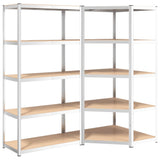 NNEVL 5-Layer Shelves 2 pcs Silver Steel and Engineered Wood