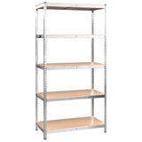 NNEVL 5-Layer Shelves 2 pcs Silver Steel and Engineered Wood