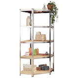 NNEVL 5-Layer Shelves 3 pcs Silver Steel and Engineered Wood