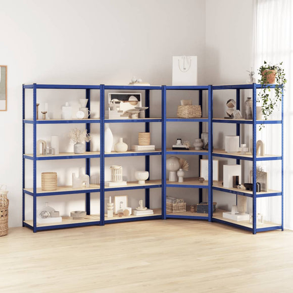 NNEVL 5-Layer Shelves 4 pcs Blue Steel&Engineered Wood