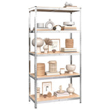 NNEVL 5-Layer Heavy-duty Shelves 2 pcs Silver Steel and Engineered Wood