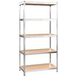 NNEVL 5-Layer Heavy-duty Shelves 2 pcs Silver Steel and Engineered Wood