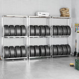 NNEVL 2-Layer Tire Racks 3 pcs Silver 110x40x180 cm Steel