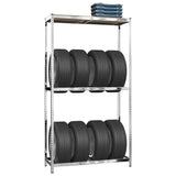NNEVL 2-Layer Tire Racks 4 pcs Silver 110x40x180 cm Steel