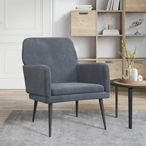 NNEVL Armchair Dark Grey 62x79x79 cm Velvet