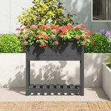NNEVL Planter with Shelf Grey 82.5x34.5x81 cm Solid Wood Pine