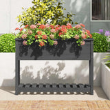 NNEVL Planter with Shelf Grey 111.5x34.5x81 cm Solid Wood Pine