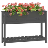 NNEVL Planter with Shelf Grey 111.5x34.5x81 cm Solid Wood Pine