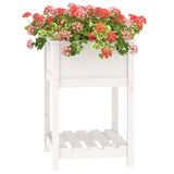 NNEVL Planter with Shelf White 54x54x81 cm Solid Wood Pine