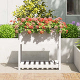 NNEVL Planter with Shelf White 82.5x54x81 cm Solid Wood Pine
