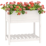 NNEVL Planter with Shelf White 82.5x54x81 cm Solid Wood Pine