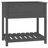 NNEVL Planter with Shelf Grey 82.5x54x81 cm Solid Wood Pine