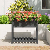 NNEVL Planter with Shelf Grey 82.5x54x81 cm Solid Wood Pine