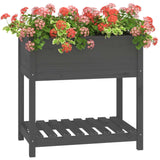NNEVL Planter with Shelf Grey 82.5x54x81 cm Solid Wood Pine