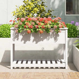 NNEVL Planter with Shelf White 111.5x54x81 cm Solid Wood Pine
