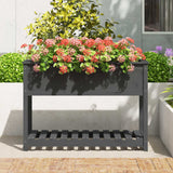 NNEVL Planter with Shelf Grey 111.5x54x81 cm Solid Wood Pine