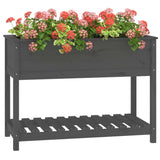 NNEVL Planter with Shelf Grey 111.5x54x81 cm Solid Wood Pine