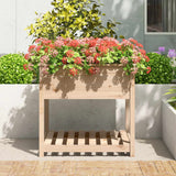 NNEVL Planter with Shelf 82.5x82.5x81 cm Solid Wood Pine