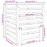 NNEVL Composter White 63.5x63.5x77.5 cm Solid Wood Pine