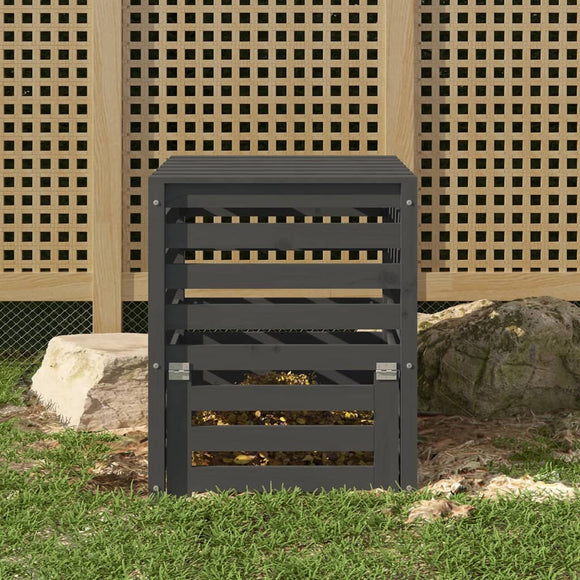 NNEVL Composter Grey 63.5x63.5x77.5 cm Solid Wood Pine