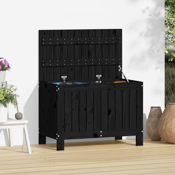 NNEVL Garden Storage Box Black 76x42.5x54 cm Solid Wood Pine