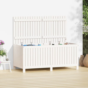NNEVL Garden Storage Box White 147x68x64 cm Solid Wood Pine
