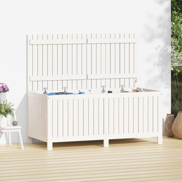 NNEVL Garden Storage Box White 147x68x64 cm Solid Wood Pine