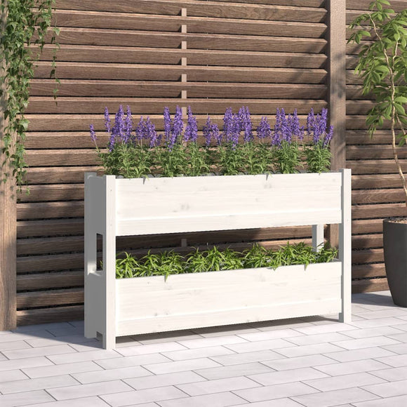 NNEVL Planter White 112x25x66 cm Solid Wood Pine