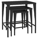 NNEVL Nesting Tables 3 pcs Black Poly Rattan