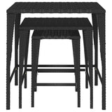 NNEVL Nesting Tables 3 pcs Black Poly Rattan