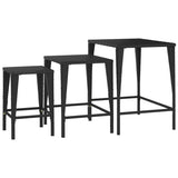NNEVL Nesting Tables 3 pcs Black Poly Rattan