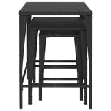 NNEVL Nesting Tables 3 pcs Black Poly Rattan
