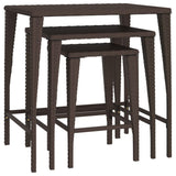 NNEVL Nesting Tables 3 pcs Brown Poly Rattan
